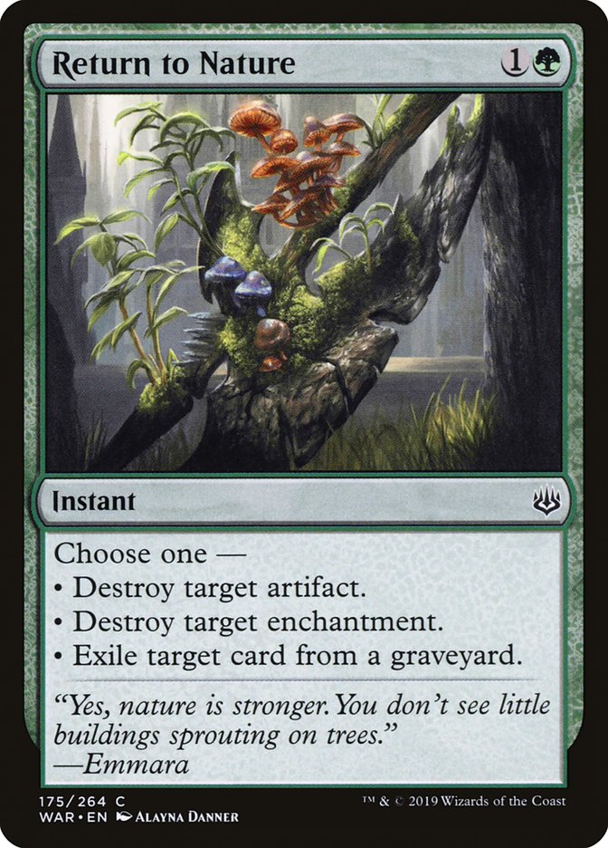MTG Card Title: Return to Nature WAR/175