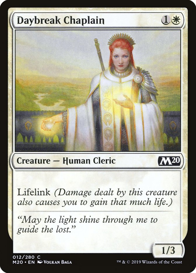 MTG Card Title: Daybreak Chaplain M20/12