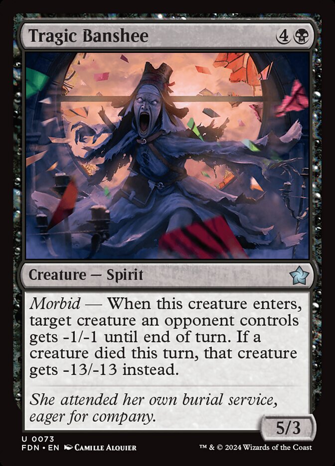 MTG Card Title: Tragic Banshee FDN/73