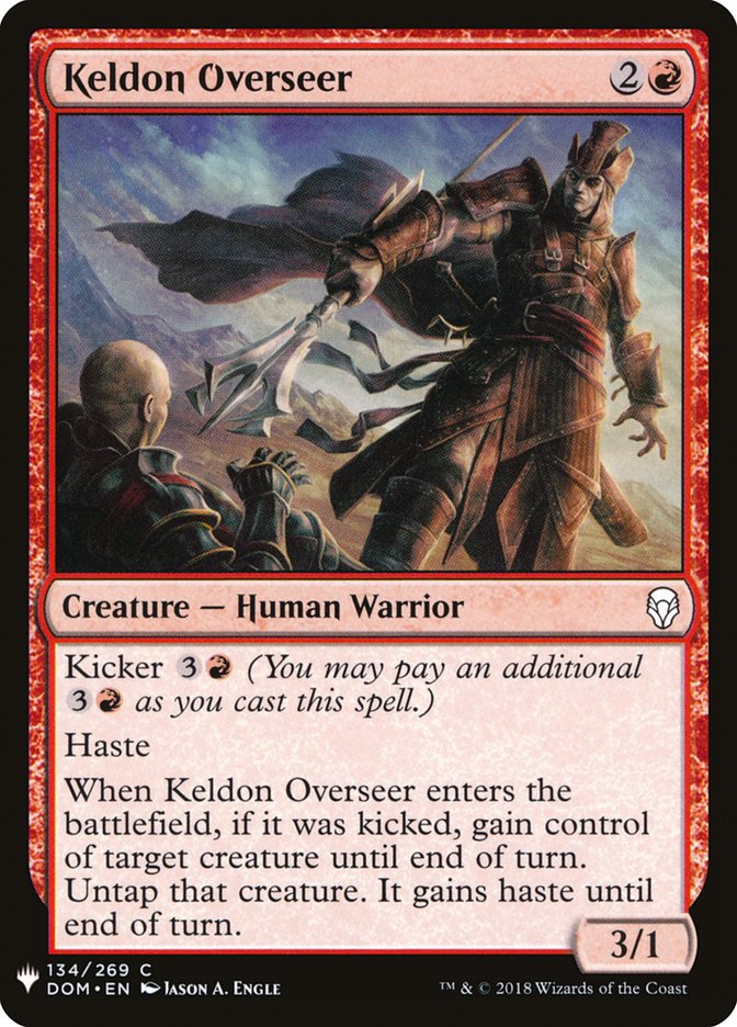 MTG Card Title: Keldon Overseer PLST/DOM-134