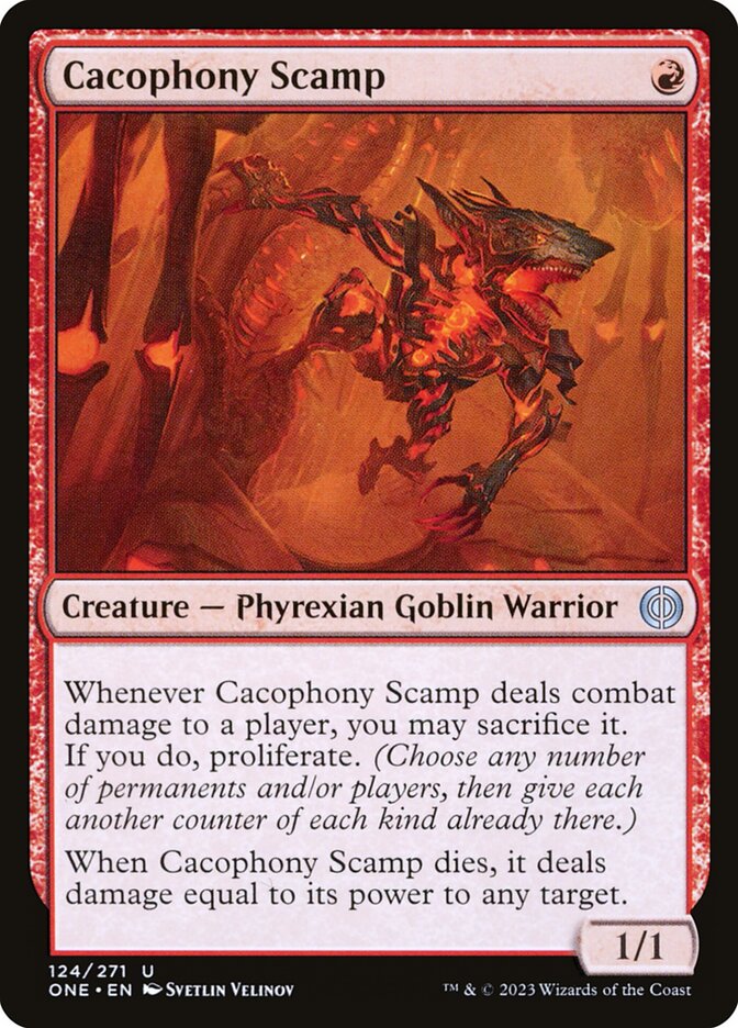 MTG Card Title: Cacophony Scamp ONE/124