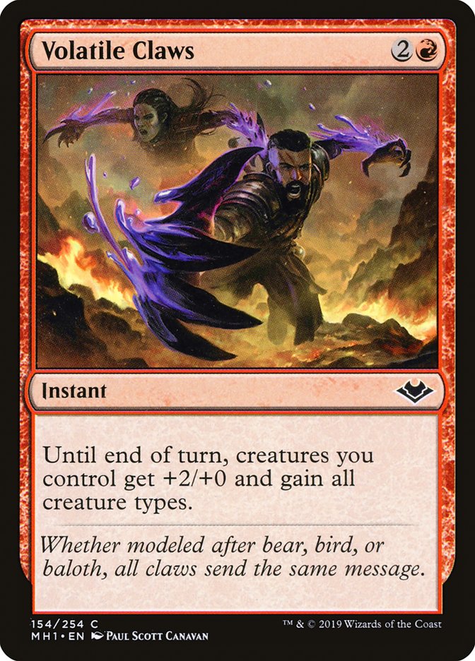 MTG Card Title: Volatile Claws MH1/154