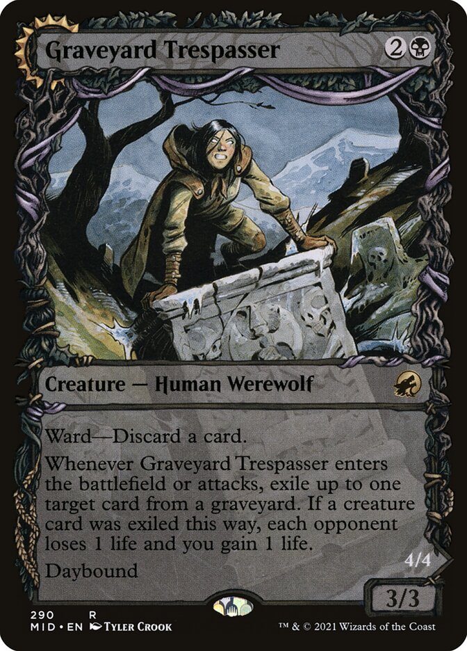 MTG Card Title: Graveyard Trespasser // Graveyard Glutton MID/290