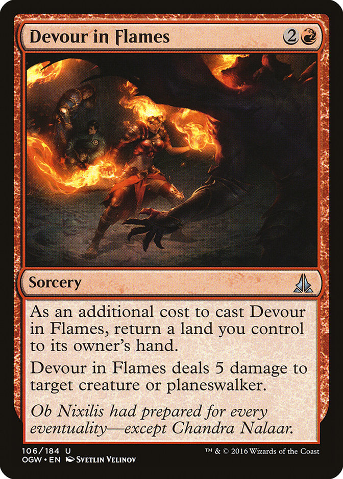 MTG Card Title: Devour in Flames OGW/106