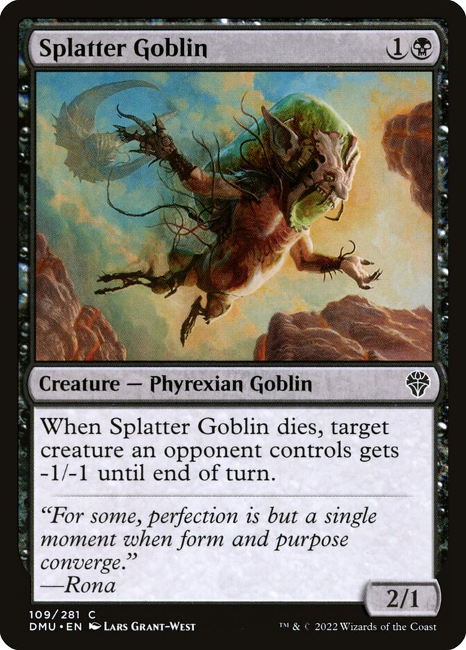 MTG Card Title: Splatter Goblin DMU/109