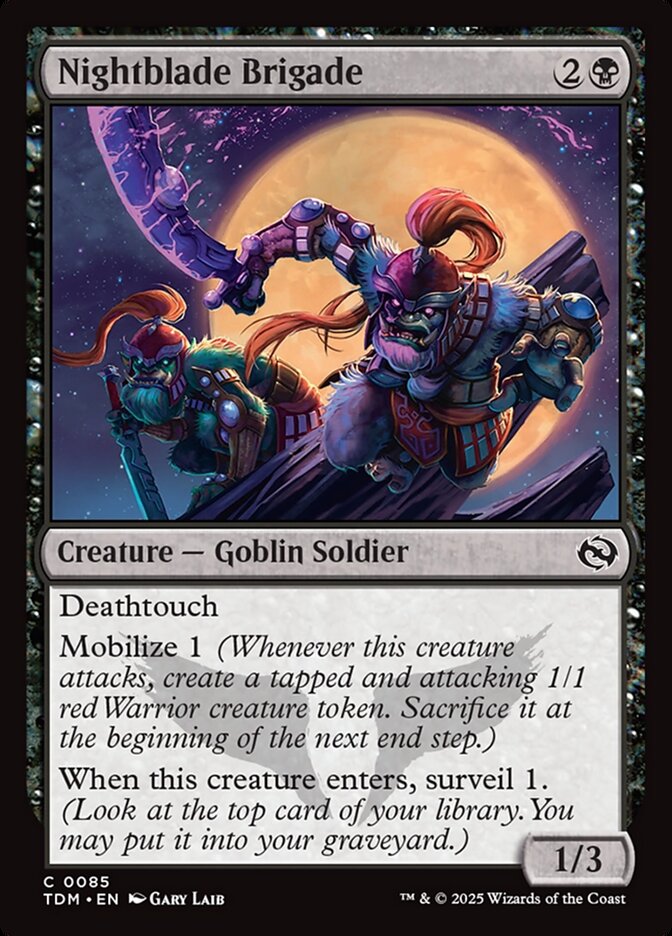 MTG Card Title: Nightblade Brigade TDM/85