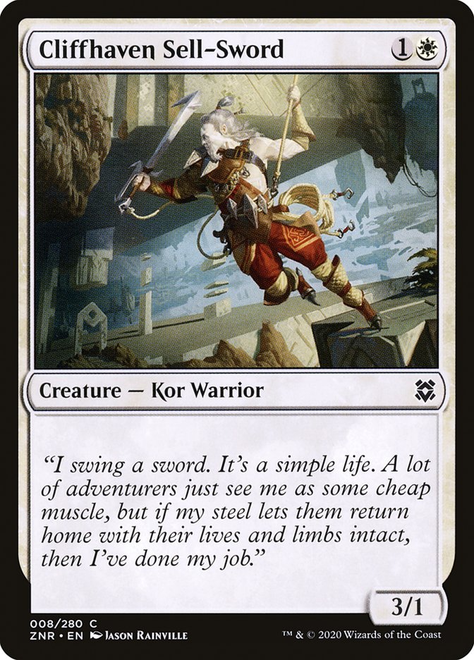 MTG Card Title: Cliffhaven Sell-Sword ZNR/8