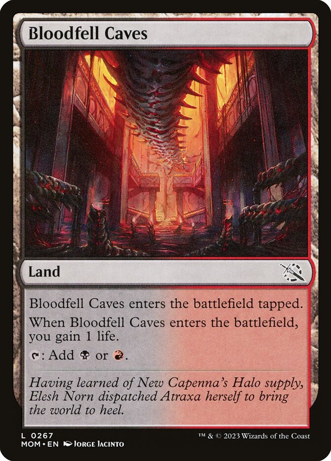 MTG Card Title: Bloodfell Caves MOM/267