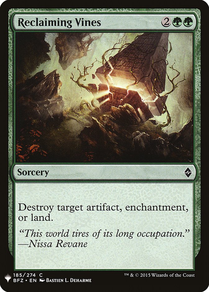 MTG Card Title: Reclaiming Vines PLST/BFZ-185