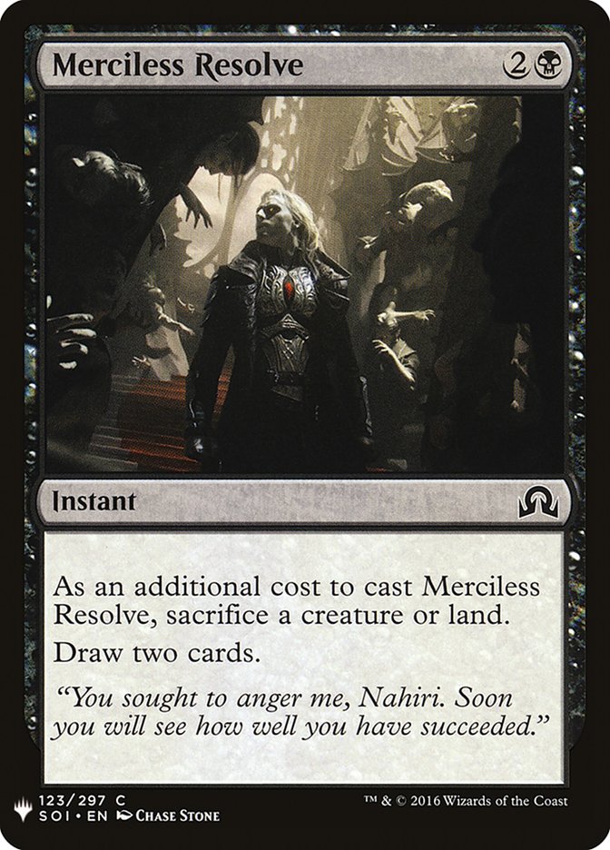 MTG Card Title: Merciless Resolve PLST/SOI-123