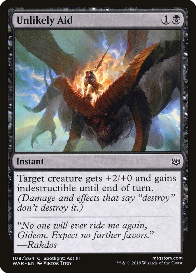 MTG Card Title: Unlikely Aid WAR/109