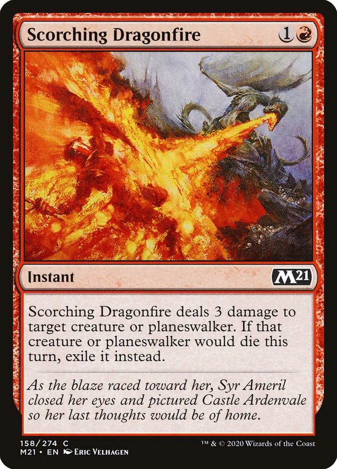 MTG Card Title: Scorching Dragonfire M21/158