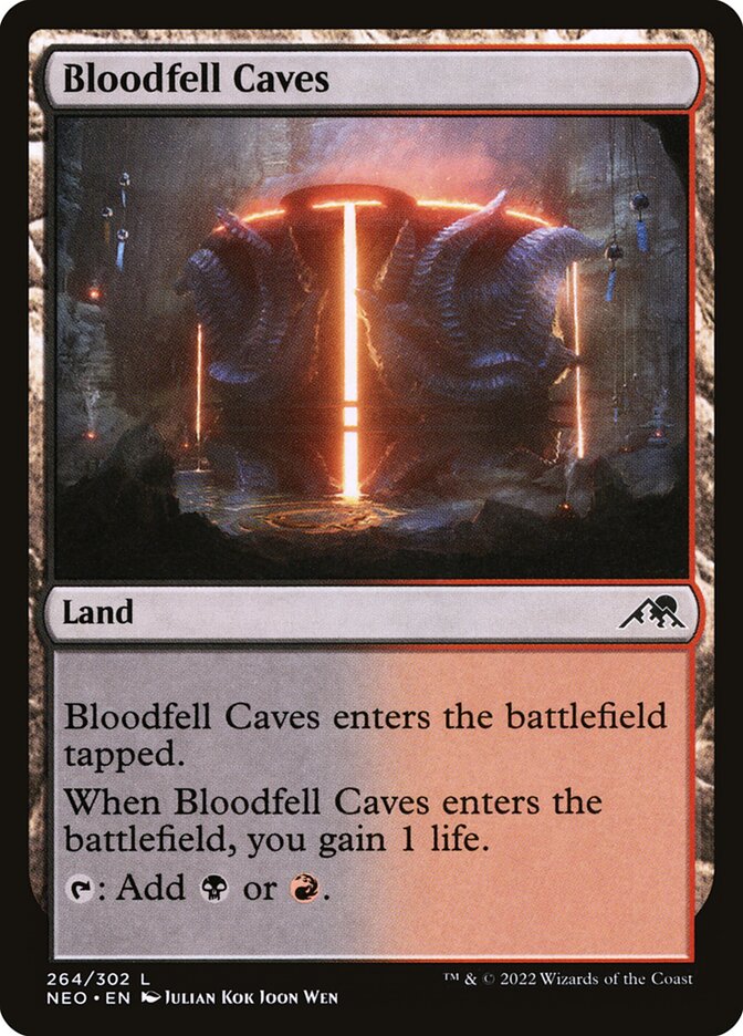 MTG Card Title: Bloodfell Caves NEO/264