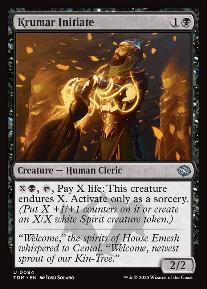 MTG Card Title: Krumar Initiate TDM/84