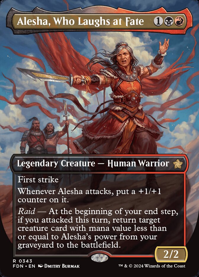 MTG Card Title: Alesha, Who Laughs at Fate FDN/343
