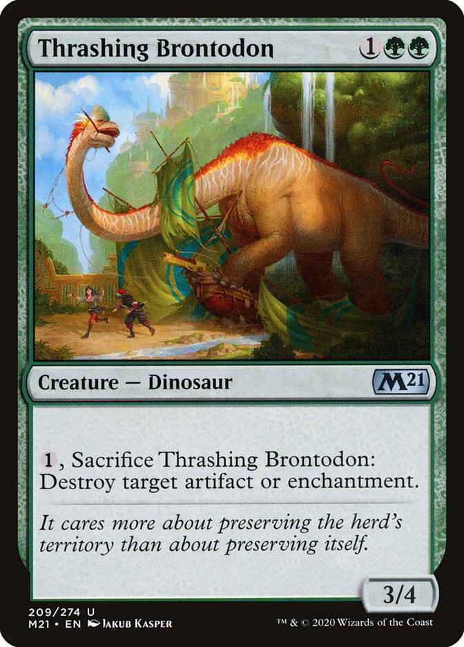 MTG Card Title: Thrashing Brontodon M21/209