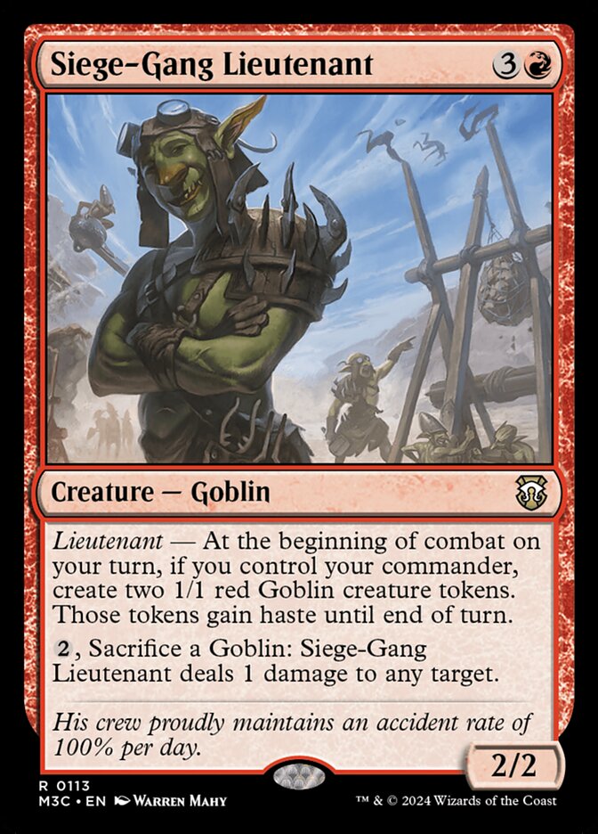 MTG Card Title: Siege-Gang Lieutenant M3C/113