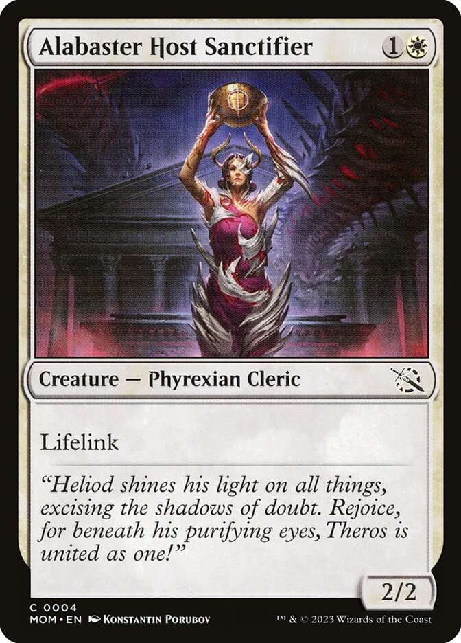 MTG Card Title: Alabaster Host Sanctifier MOM/4