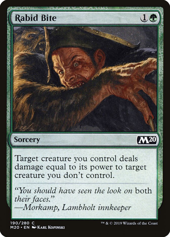 MTG Card Title: Rabid Bite M20/190
