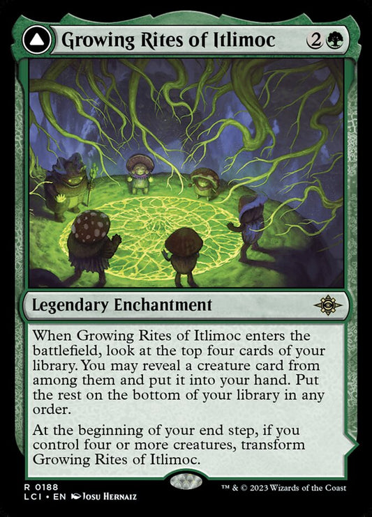 MTG Card Title: Growing Rites of Itlimoc // Itlimoc, Cradle of the Sun LCI/188
