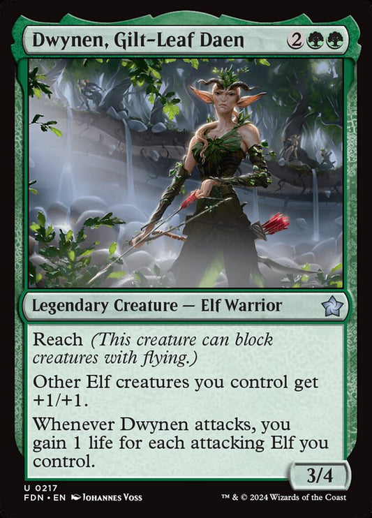 MTG Card Title: Dwynen, Gilt-Leaf Daen FDN/217