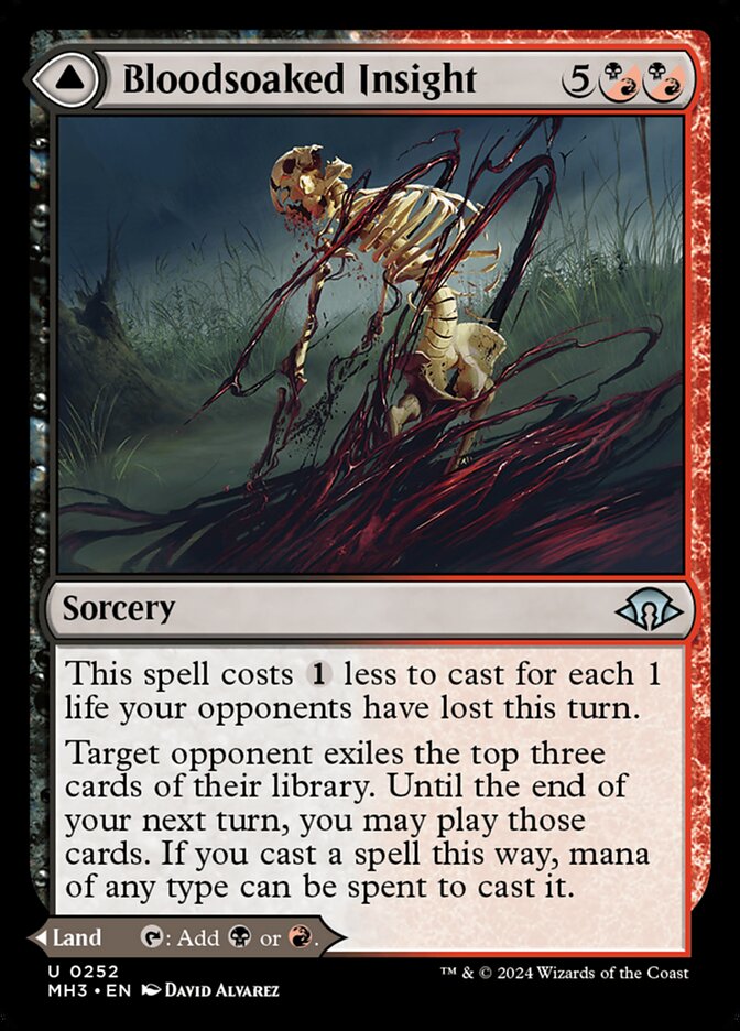 MTG Card Title: Bloodsoaked Insight // Sanguine Morass MH3/252