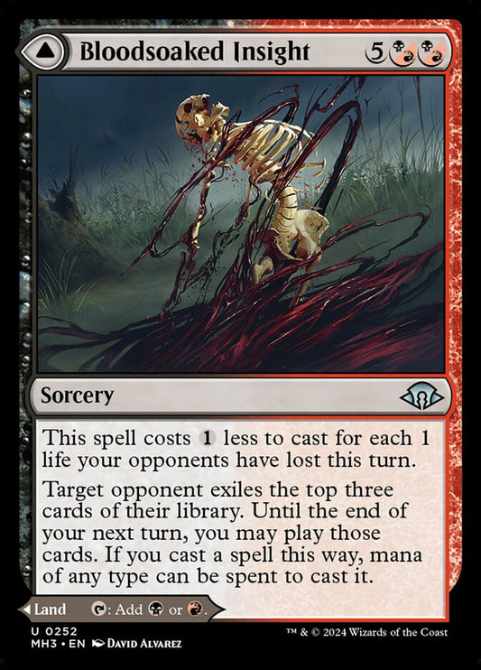 MTG Card Title: Bloodsoaked Insight // Sanguine Morass MH3/252