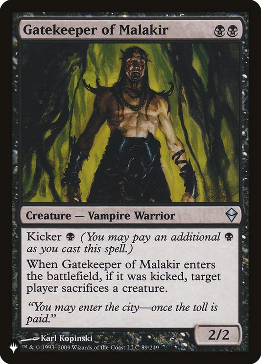 MTG Card Title: Gatekeeper of Malakir PLST/ZEN-89