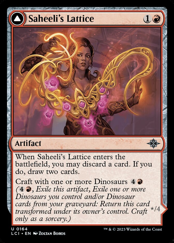 MTG Card Title: Saheeli's Lattice // Mastercraft Raptor LCI/164