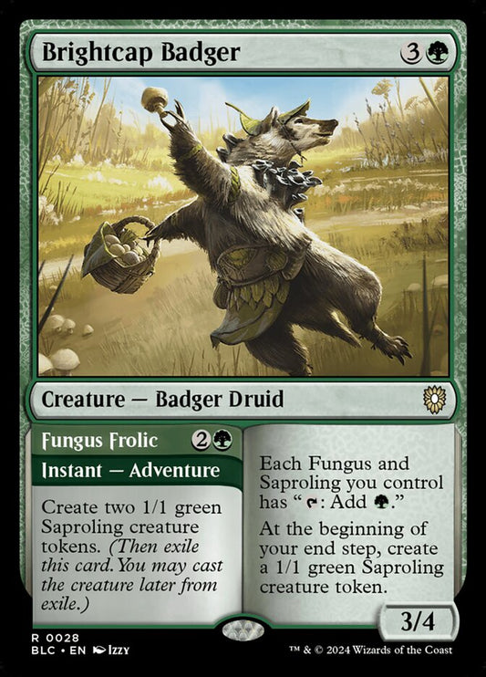 MTG Card Title: Brightcap Badger // Fungus Frolic BLC/28