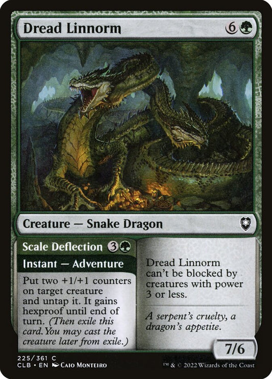 MTG Card Title: Dread Linnorm // Scale Deflection CLB/225
