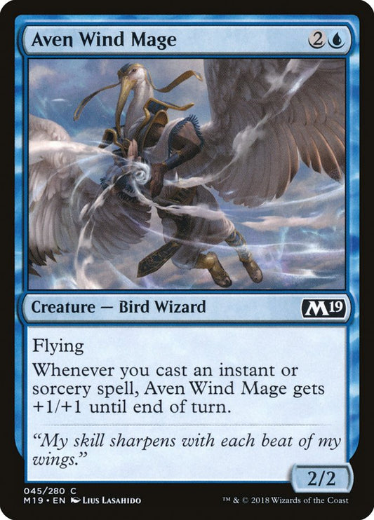 MTG Card Title: Aven Wind Mage M19/45