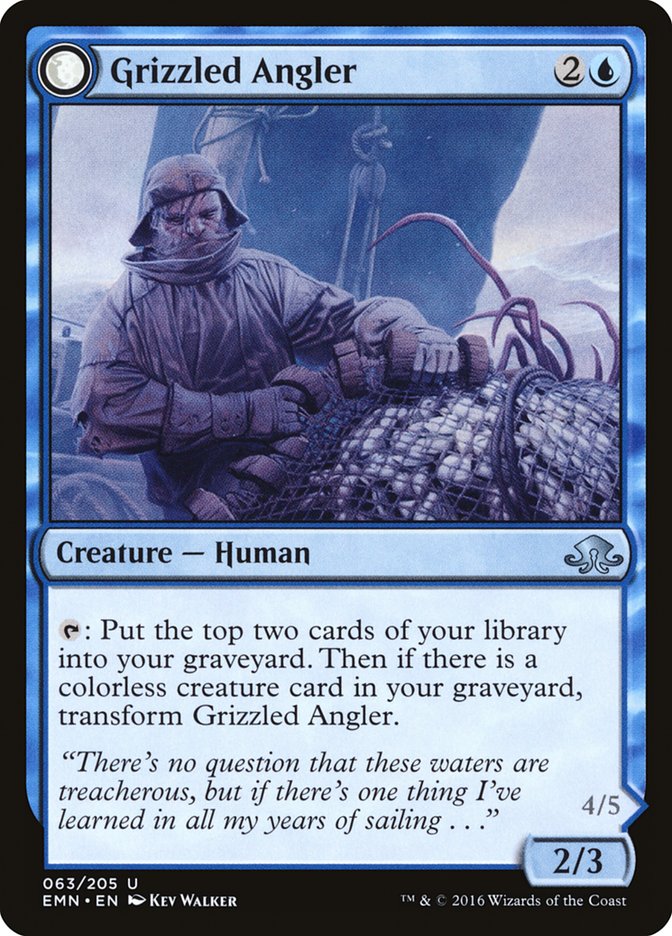 MTG Card Title: Grizzled Angler // Grisly Anglerfish EMN/63