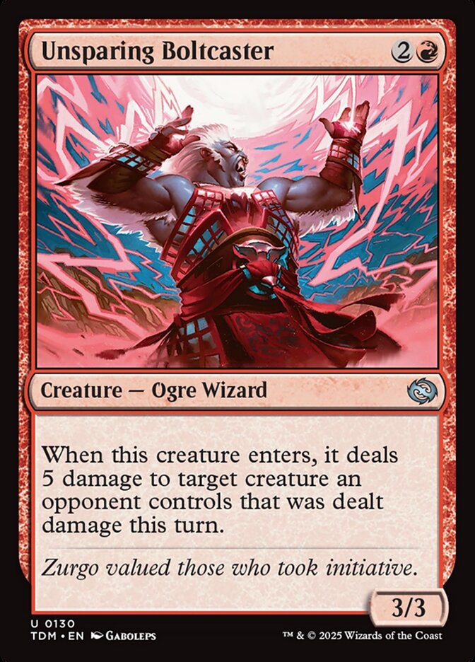 MTG Card Title: Unsparing Boltcaster TDM/130