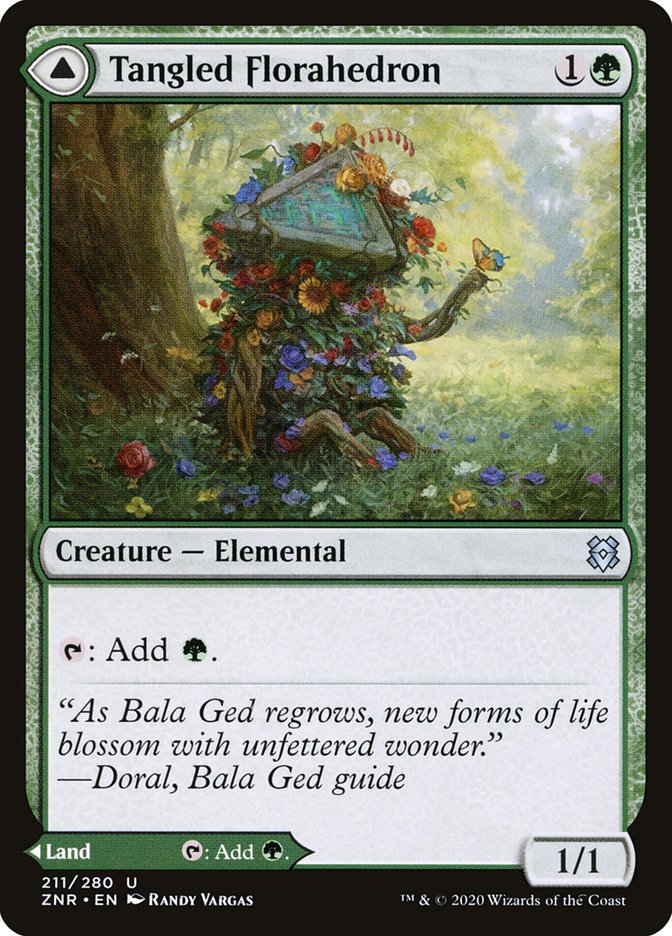 MTG Card Title: Tangled Florahedron // Tangled Vale ZNR/211