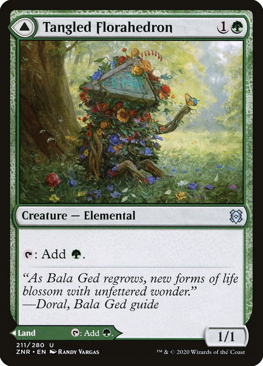 MTG Card Title: Tangled Florahedron // Tangled Vale ZNR/211