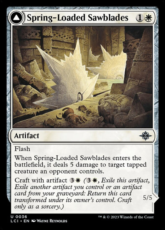 MTG Card Title: Spring-Loaded Sawblades // Bladewheel Chariot LCI/36
