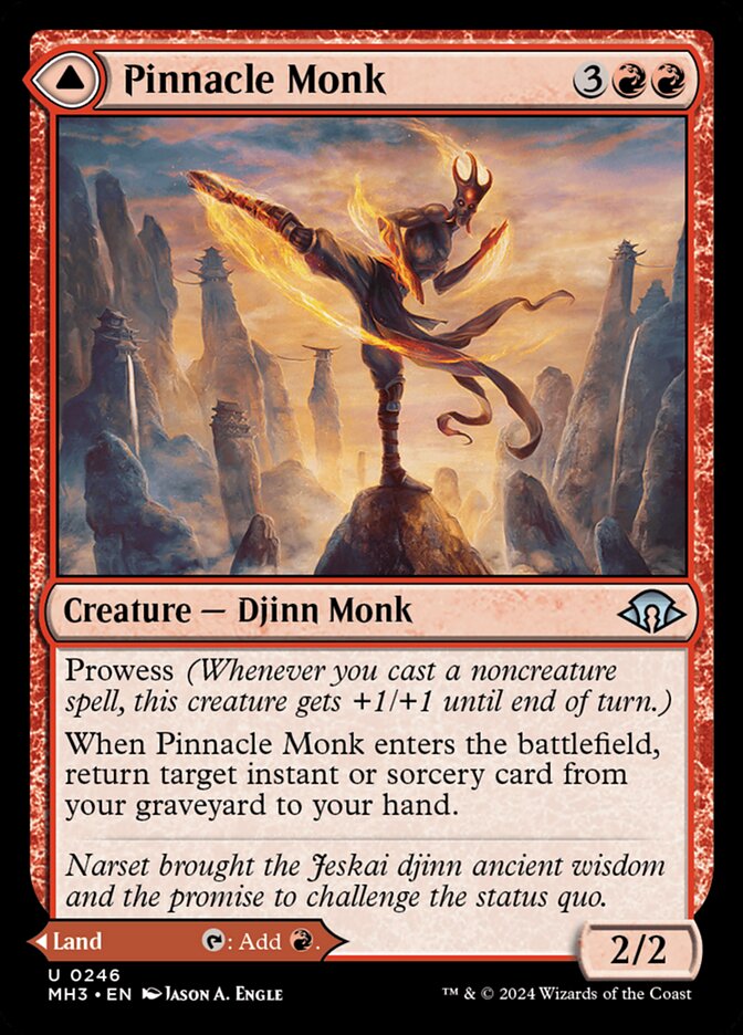 MTG Card Title: Pinnacle Monk // Mystic Peak MH3/246