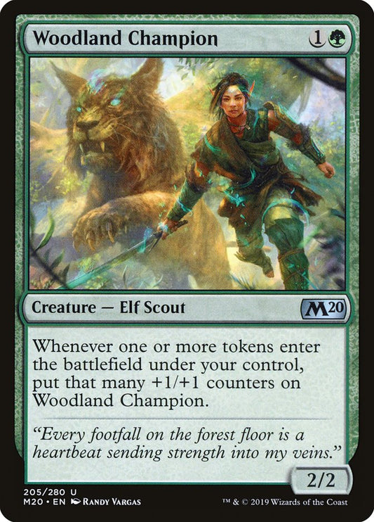 MTG Card Title: Woodland Champion M20/205