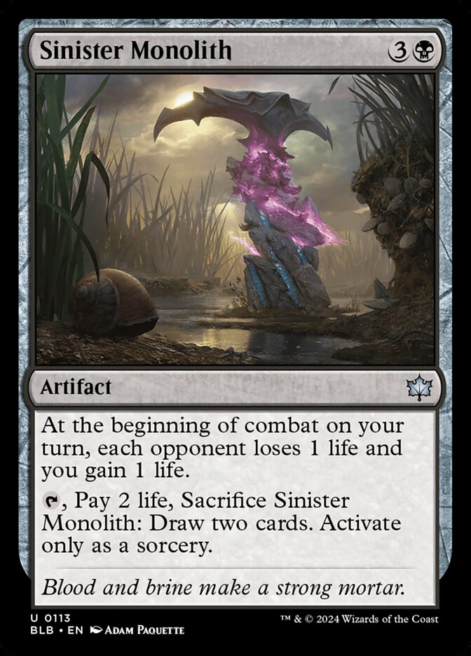 MTG Card Title: Sinister Monolith BLB/113