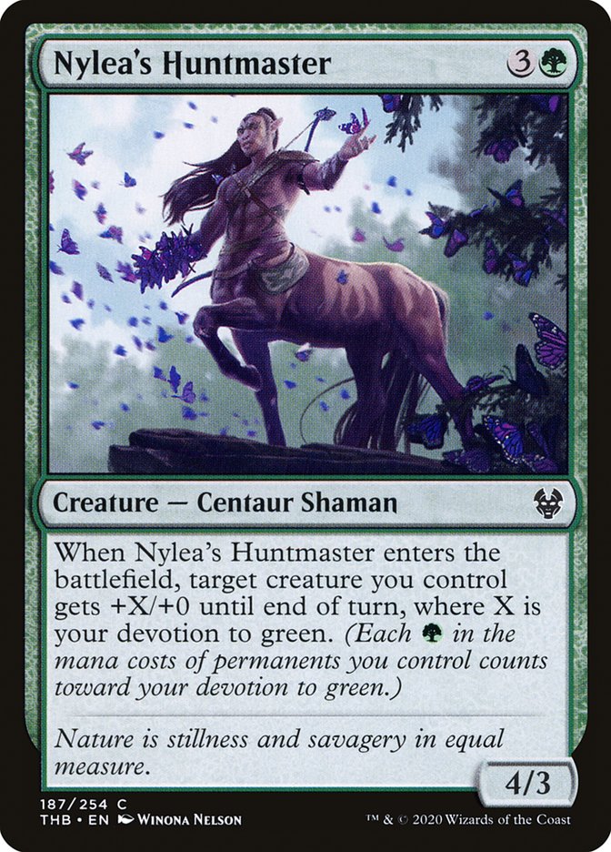 MTG Card Title: Nylea's Huntmaster THB/187