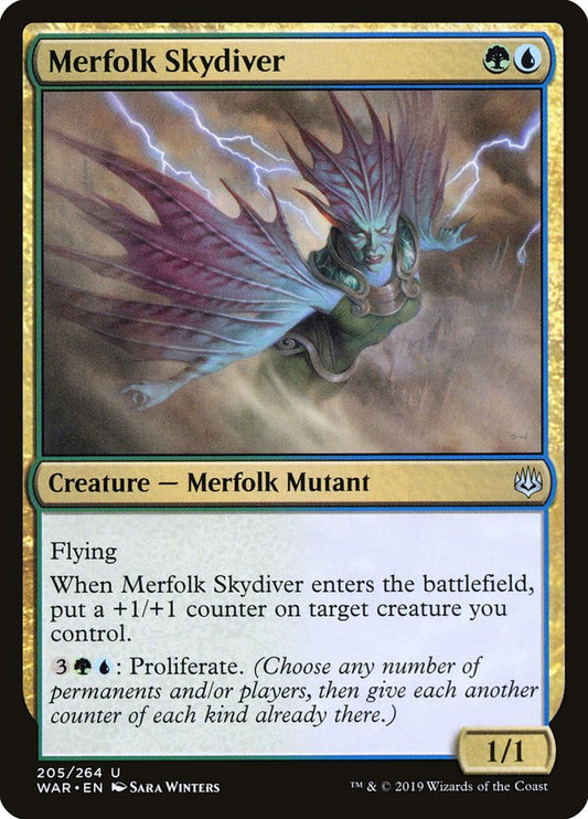MTG Card Title: Merfolk Skydiver WAR/205