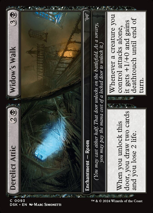 MTG Card Title: Derelict Attic // Widow's Walk DSK/93