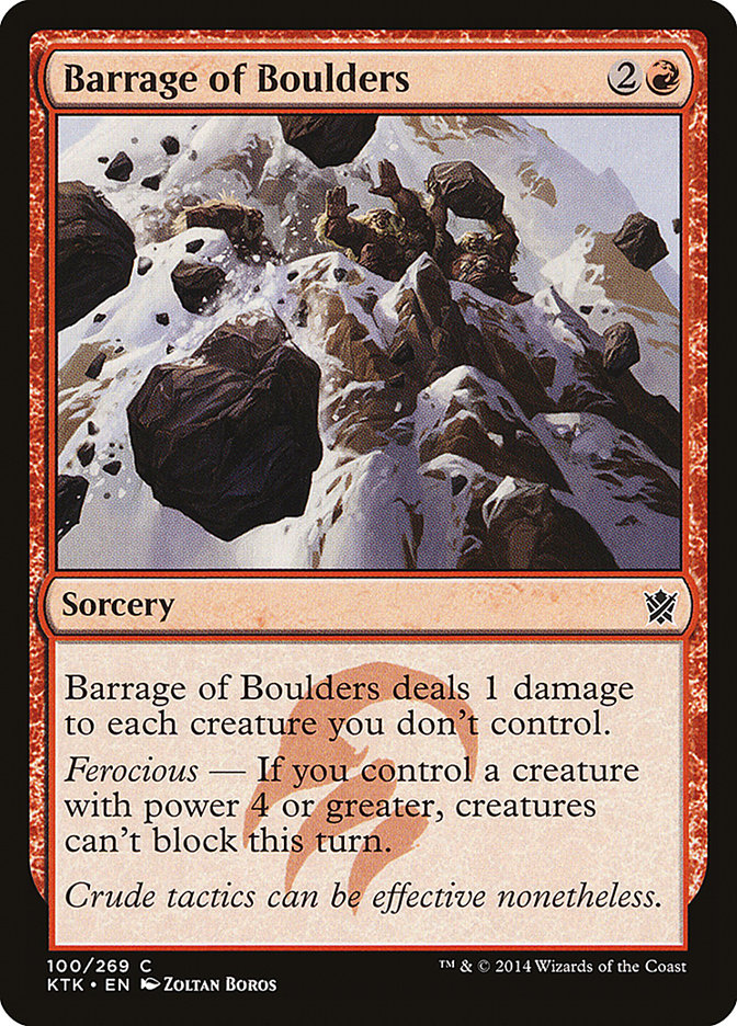 MTG Card Title: Barrage of Boulders KTK/100