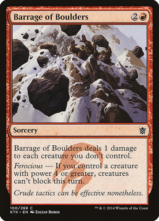 MTG Card Title: Barrage of Boulders KTK/100