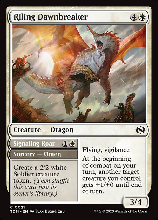 MTG Card Title: Riling Dawnbreaker // Signaling Roar TDM/21