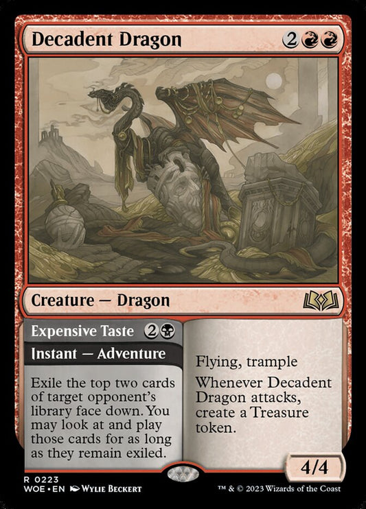 MTG Card Title: Decadent Dragon // Expensive Taste WOE/223