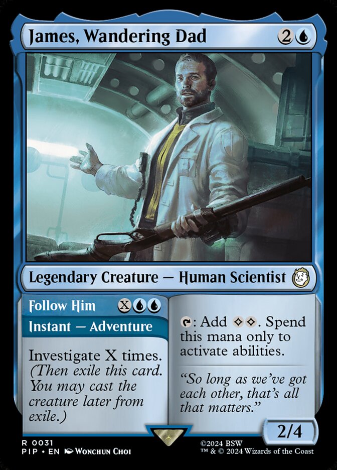 MTG Card Title: James, Wandering Dad // Follow Him PIP/31