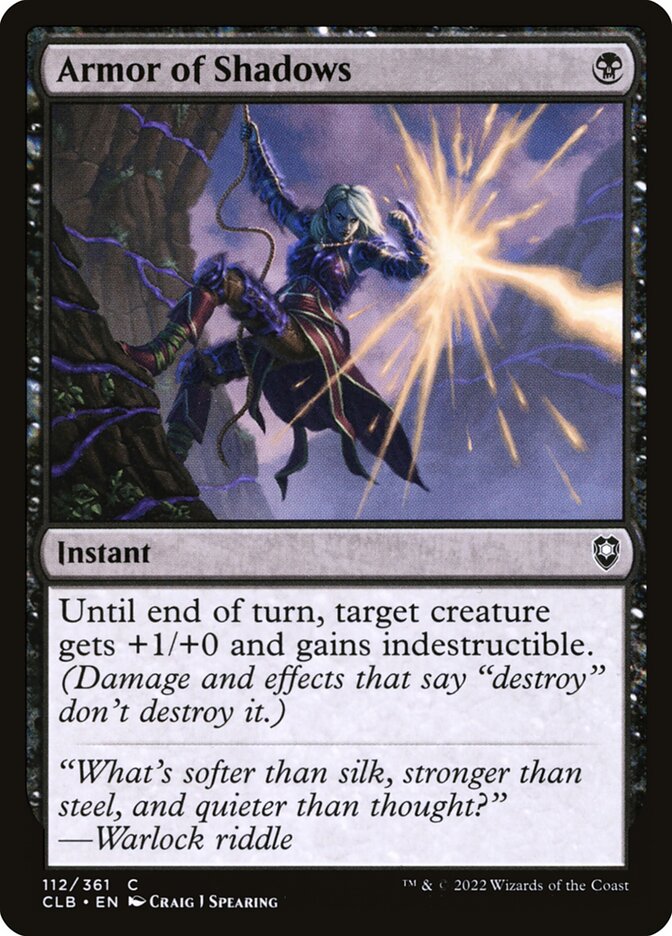 MTG Card Title: Armor of Shadows CLB/112