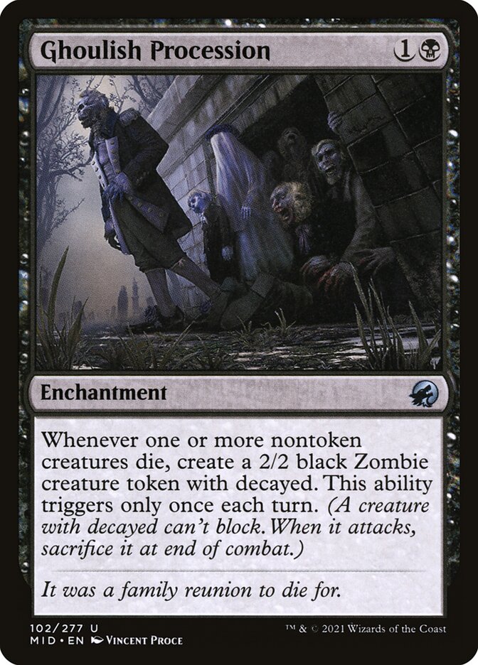MTG Card Title: Ghoulish Procession MID/102